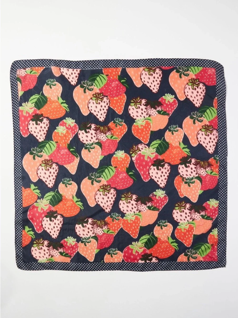 Strawberry Print Silk Bandana Scarf by Anthropologie